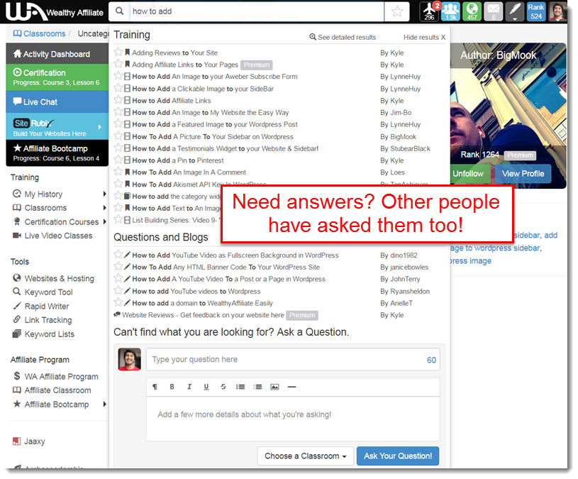 wealthy affiliate questions