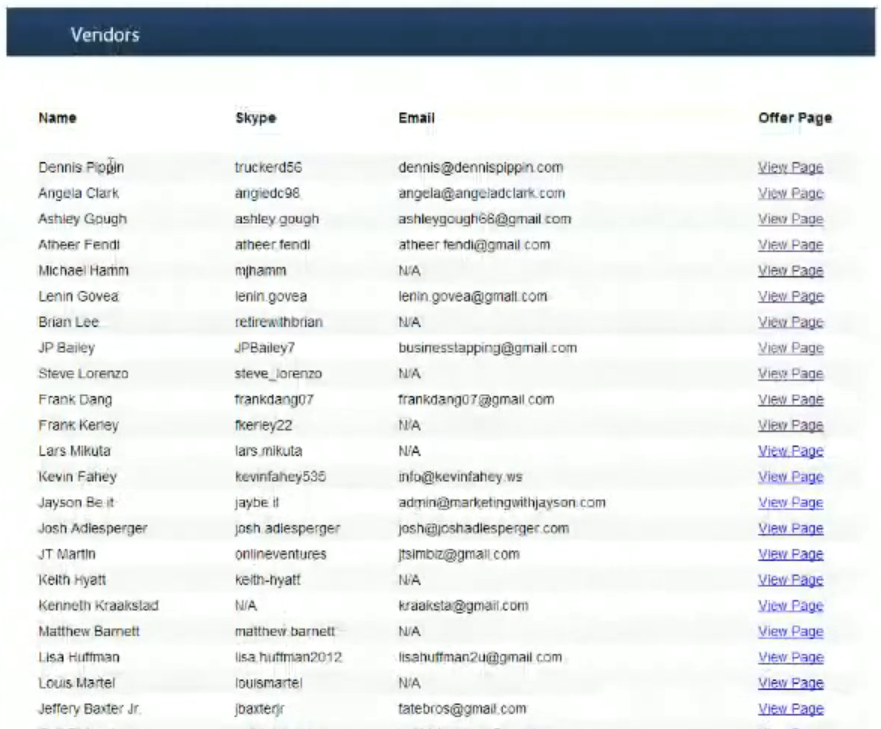a list of solo ad vendors