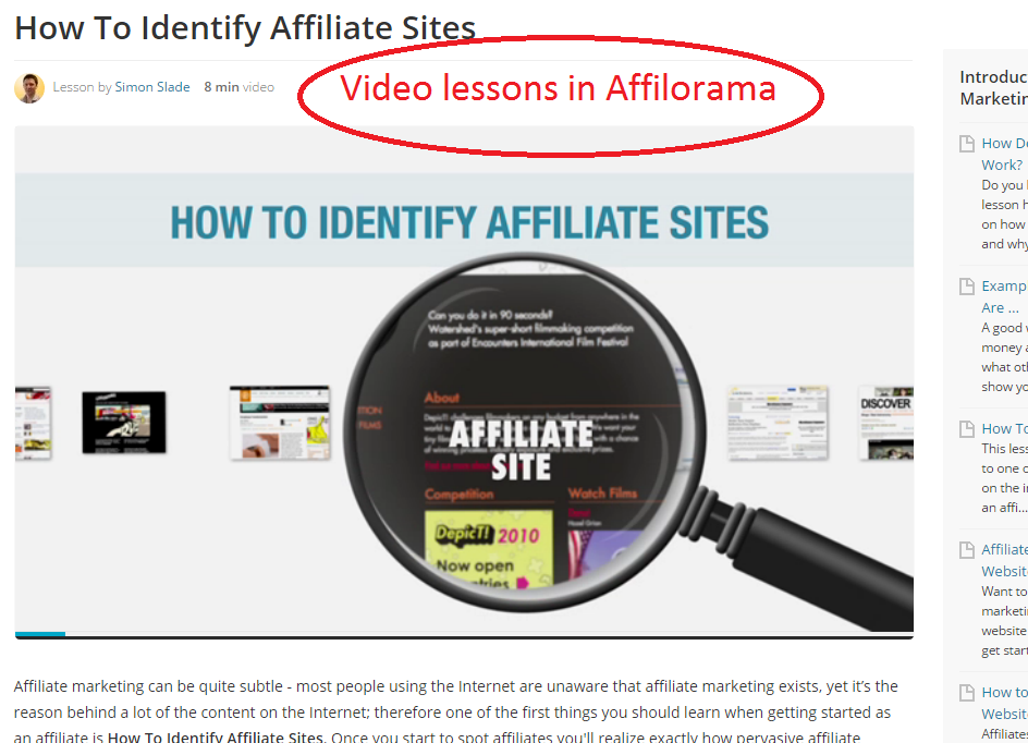 Affilorama video lesson