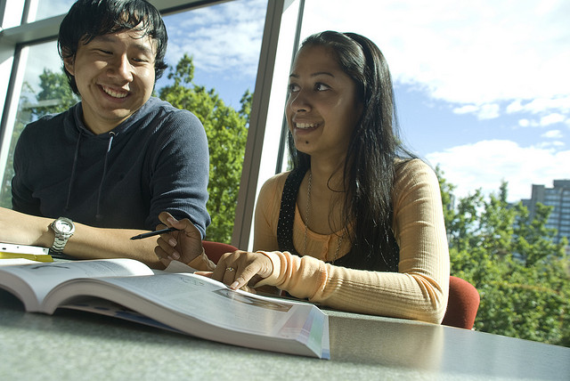 students studying in college