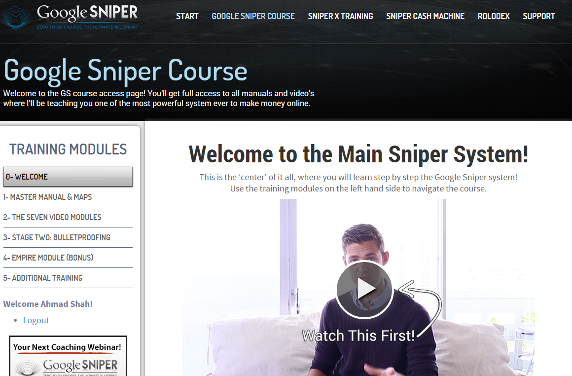 Google Sniper 3.0 Members area