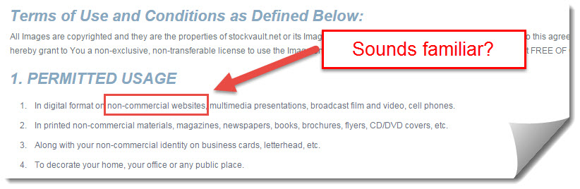 non commercial use of images for a website