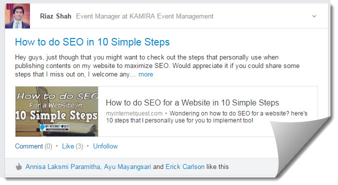 linked in for how to do seo social share