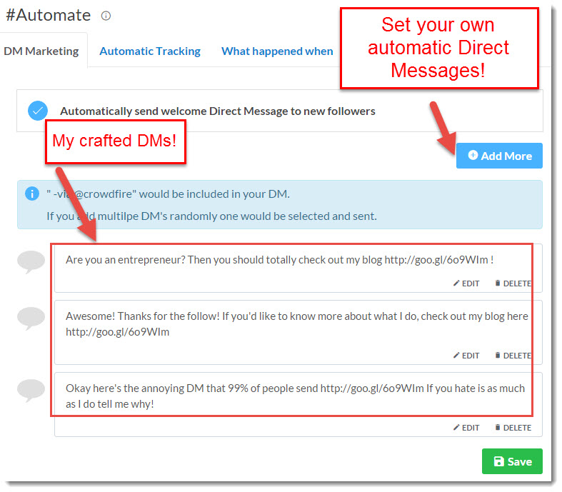 crowdfire twitter direct messages