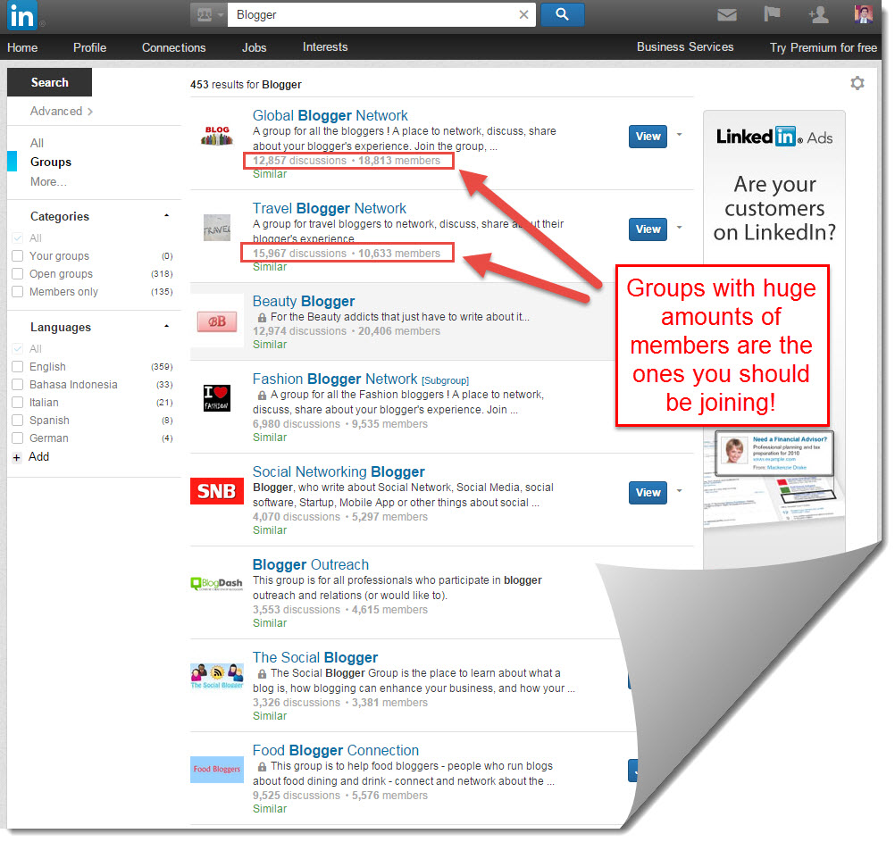 list of blogger companies in Linked in