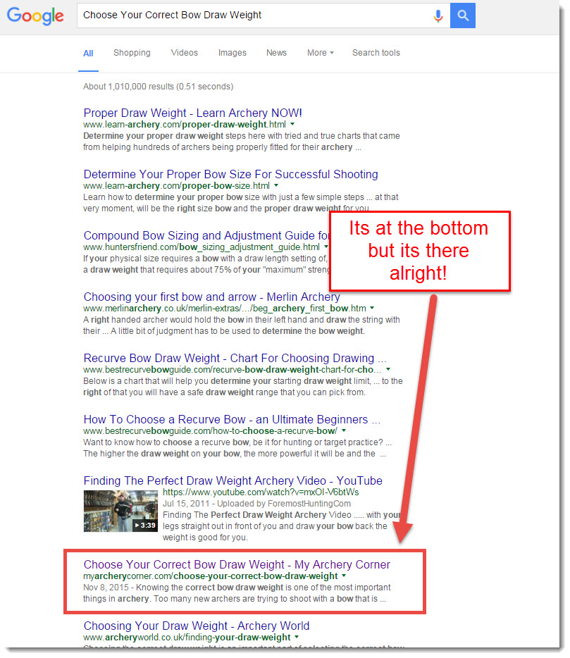 Google search results for Choose Your Correct Bow Draw Weight