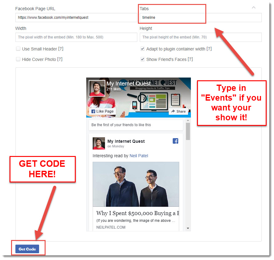 keying in dacebook plugin details